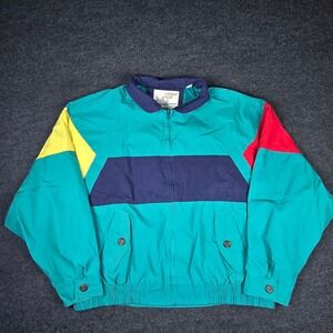 Vintage Y2K London Club Mens Colorblock Nylon Windbreaker Jacket Boxy Fit Size L